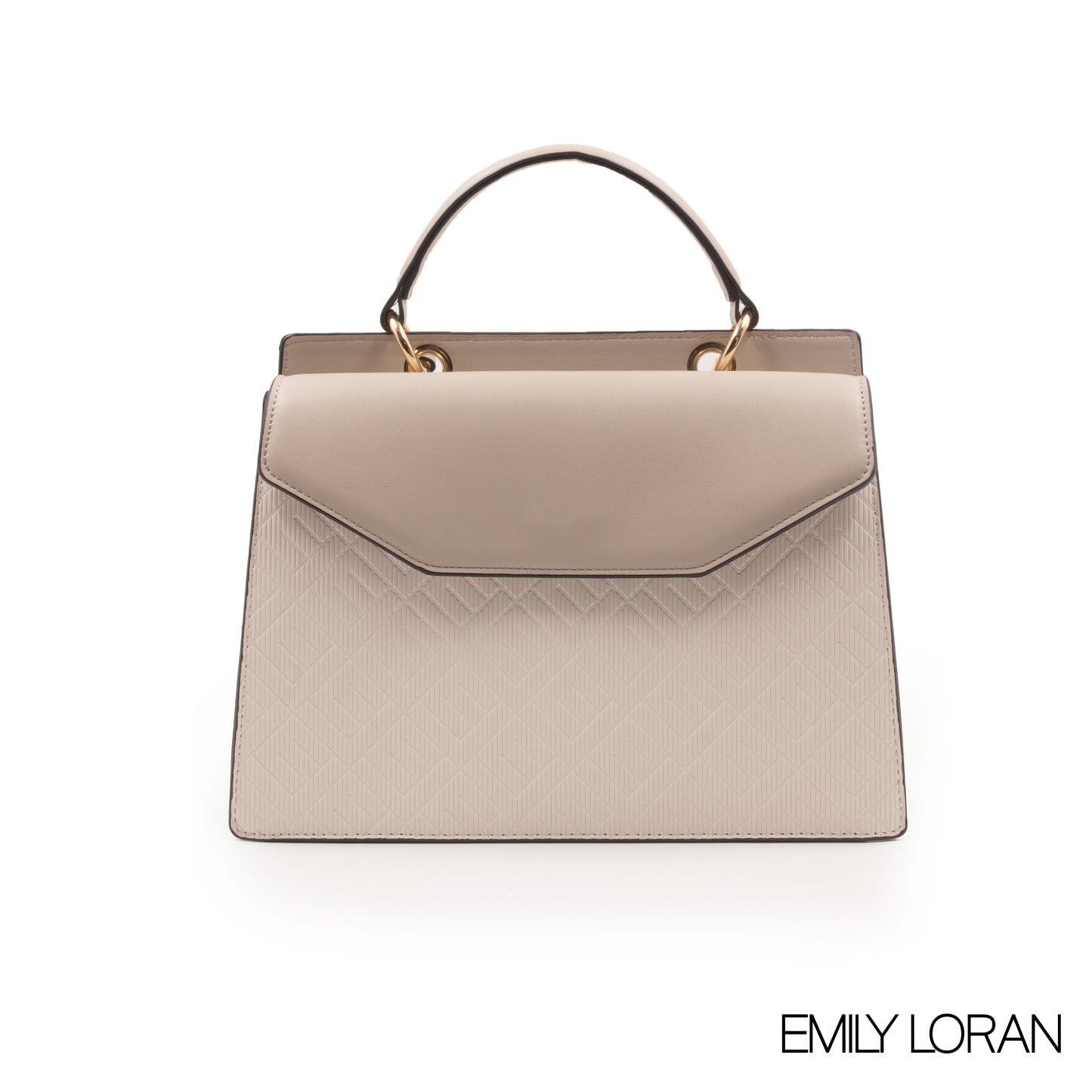 LEATHER TEXTURED HANDBAG WITH FLAP -MED