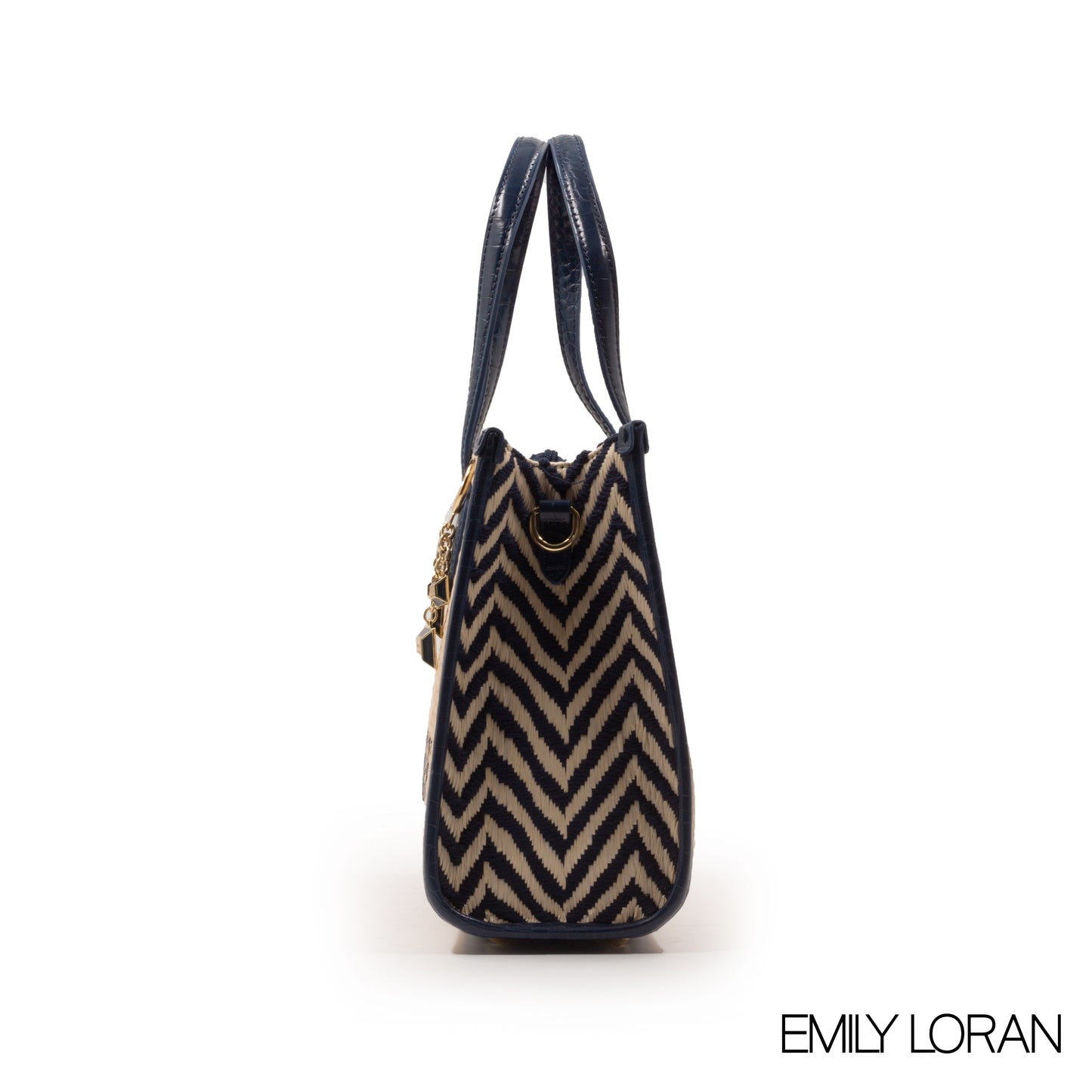 WOVEN FABRIC WITH CHEVRON PATTERNS BAG -MED