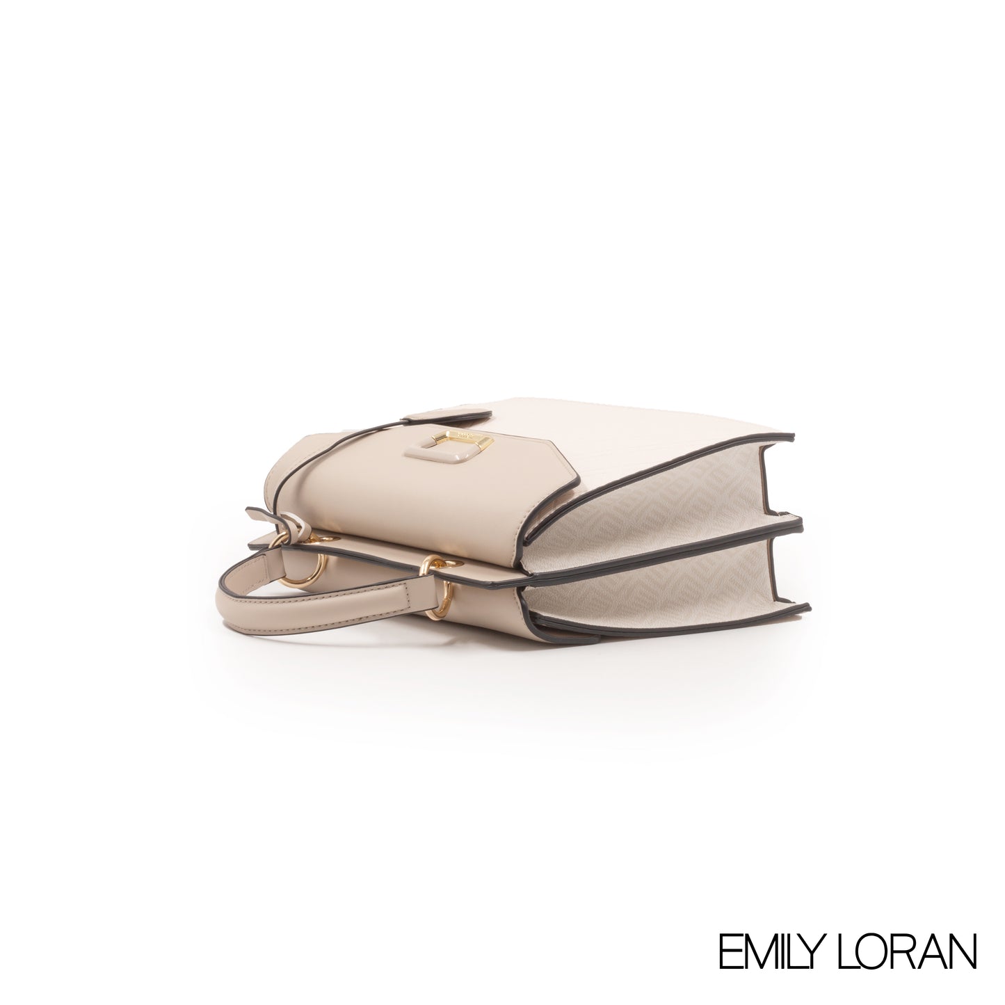 LEATHER TEXTURED HANDBAG WITH FLAP -MED