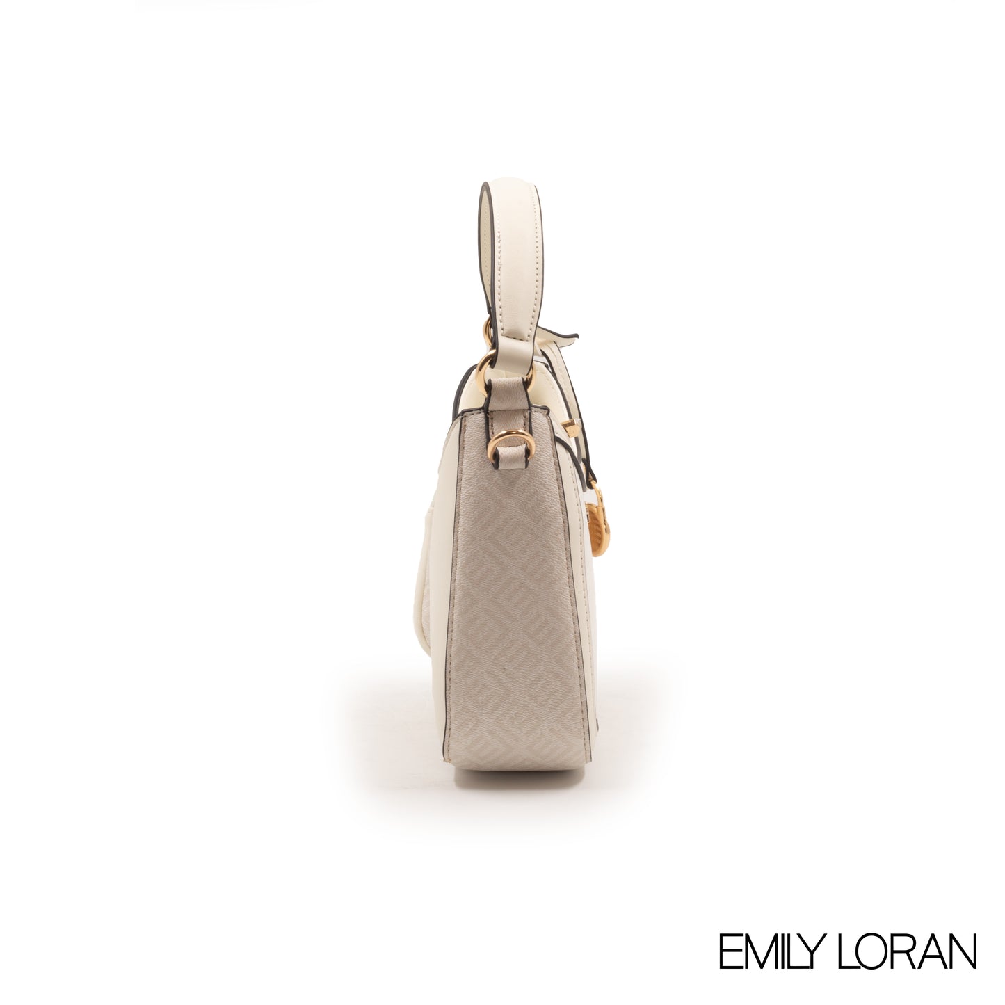 WHITE HANDBAG WITH LEATHER WHITE TRIM COLOR -SMALL