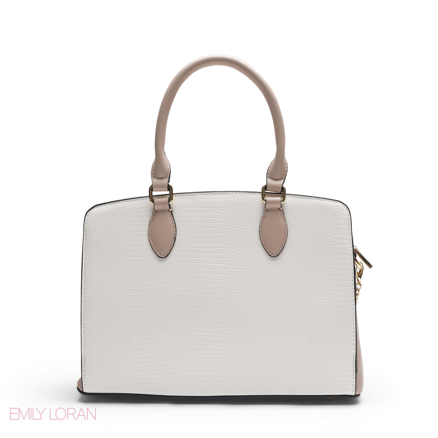 EMILY WHITE & PINK FLORAL BAG WITH MINI POUCH - MED