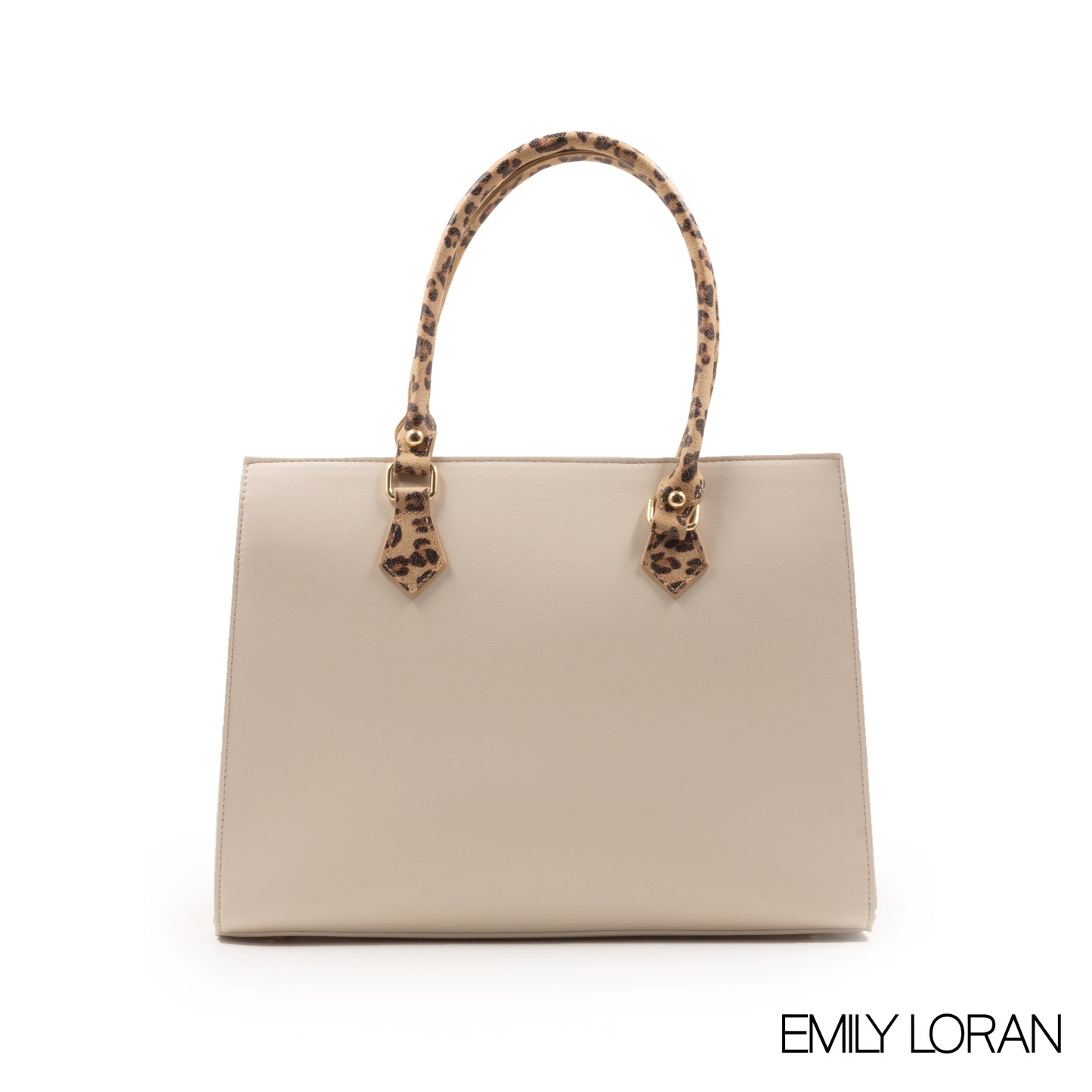 FOX SMOOTH LEATHER HANDBAG WITH LEOPARD PRINT TRIM-LARGE