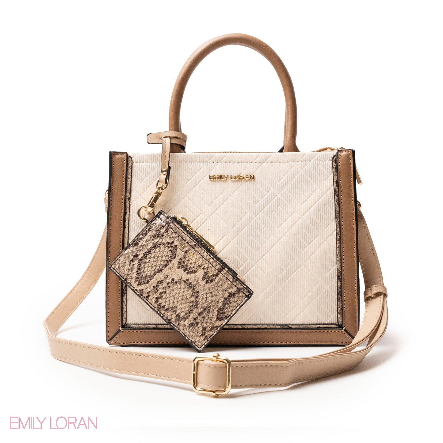 LEATHER HANDBAG WITH SNAKE DETAIL TOUCH -SMALL