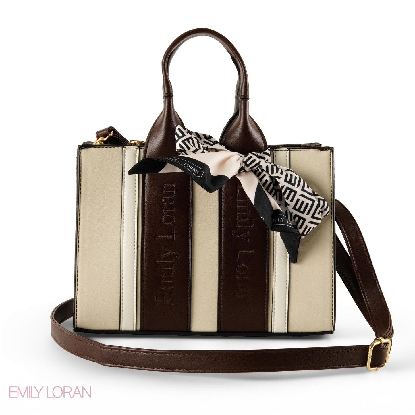 SPECIAL DESIGN LEATHER HANDBAG WITH SCARF - MED