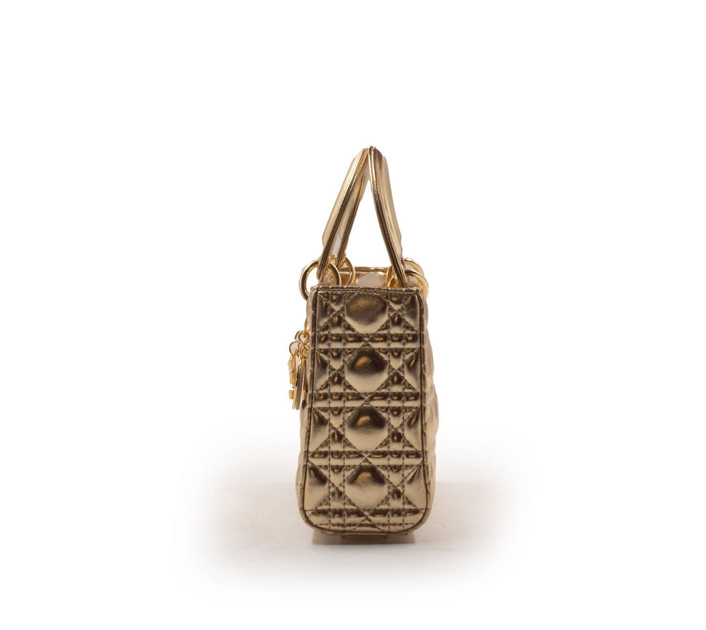 SHINY GOLD METALLIC LEATHER HANDBAG -SMALL