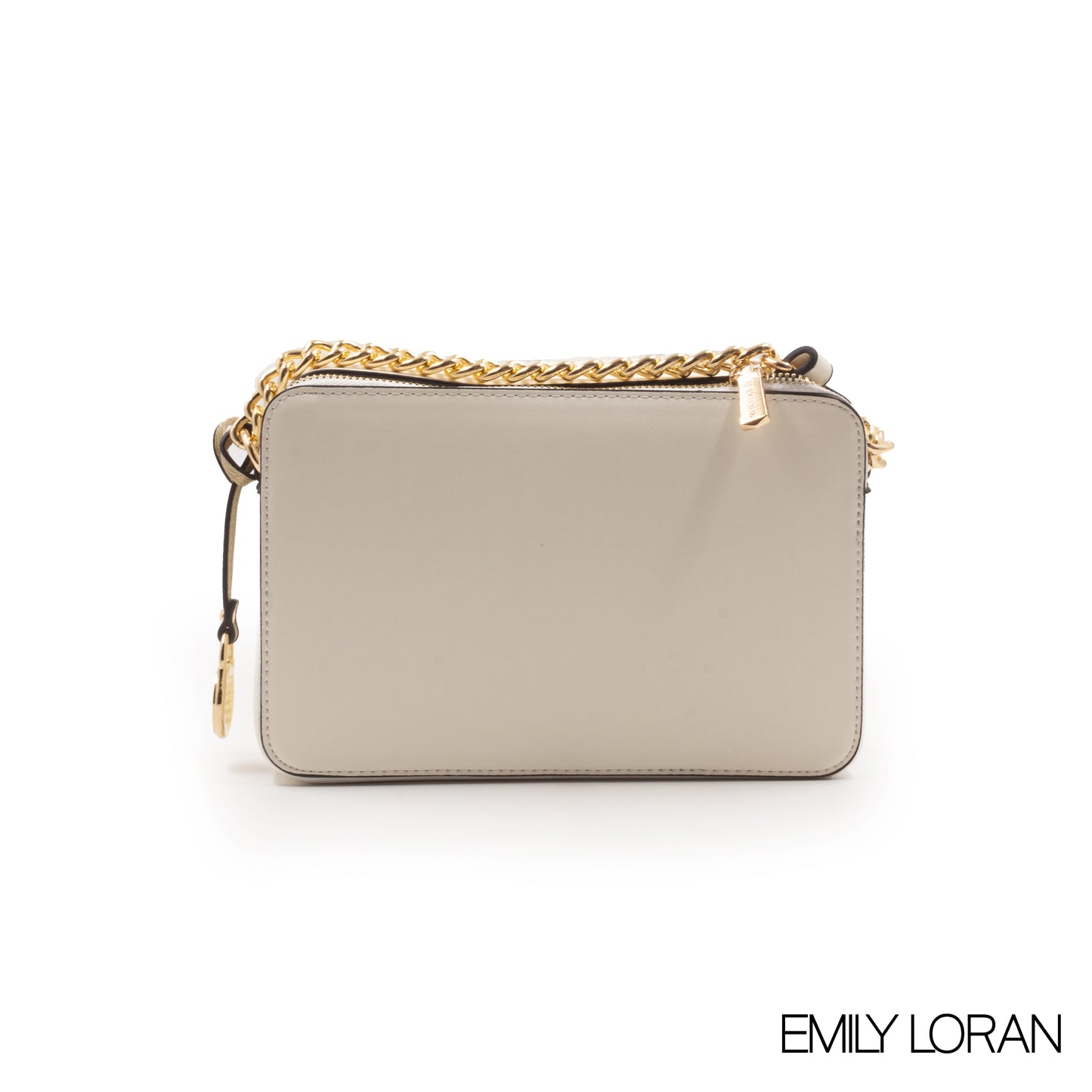 WHITE LEATHER EMBOSSED CROSSBODY BAG -SMALL