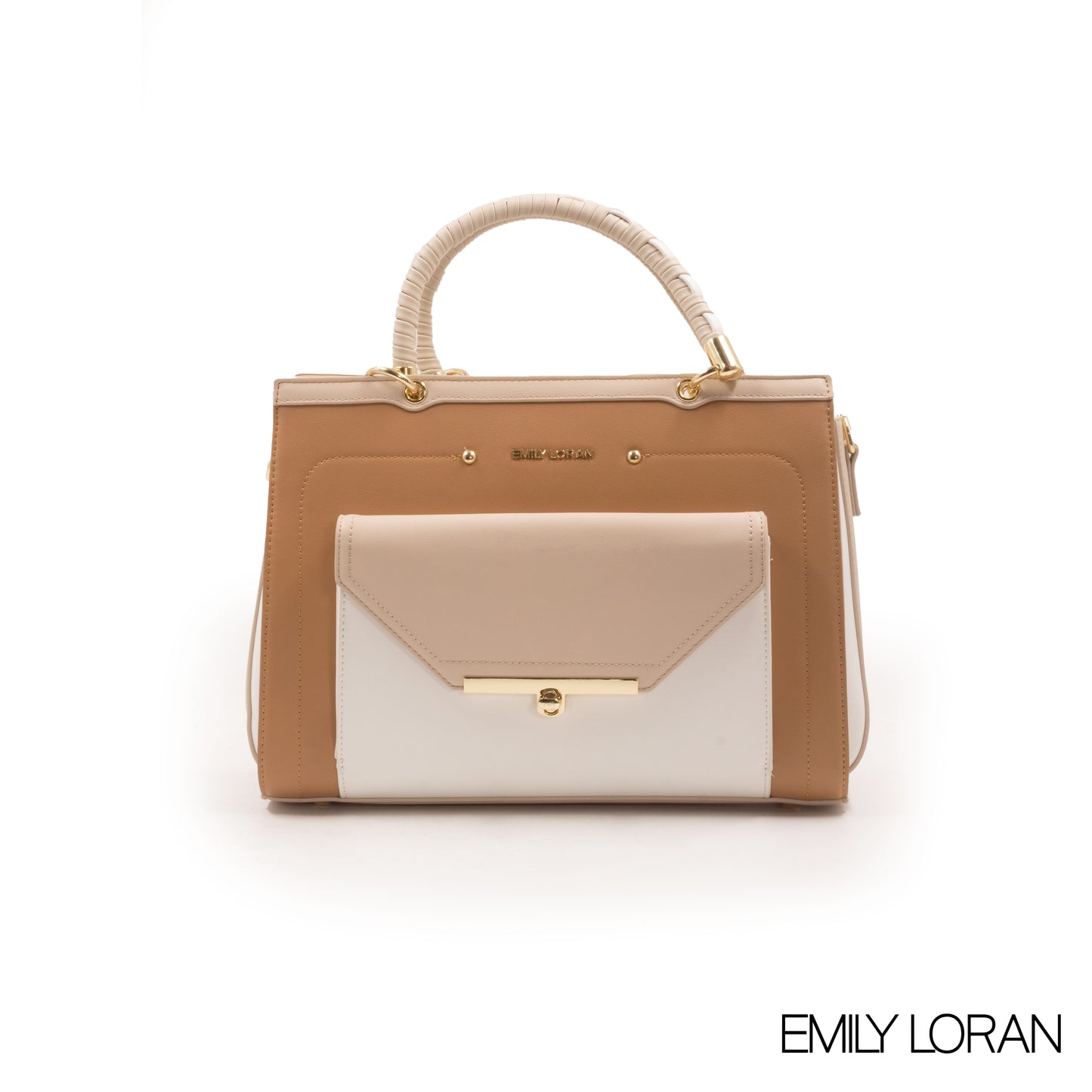 BEIGE LEATHER HANDBAG WITH MULTICOLOR-LARGE