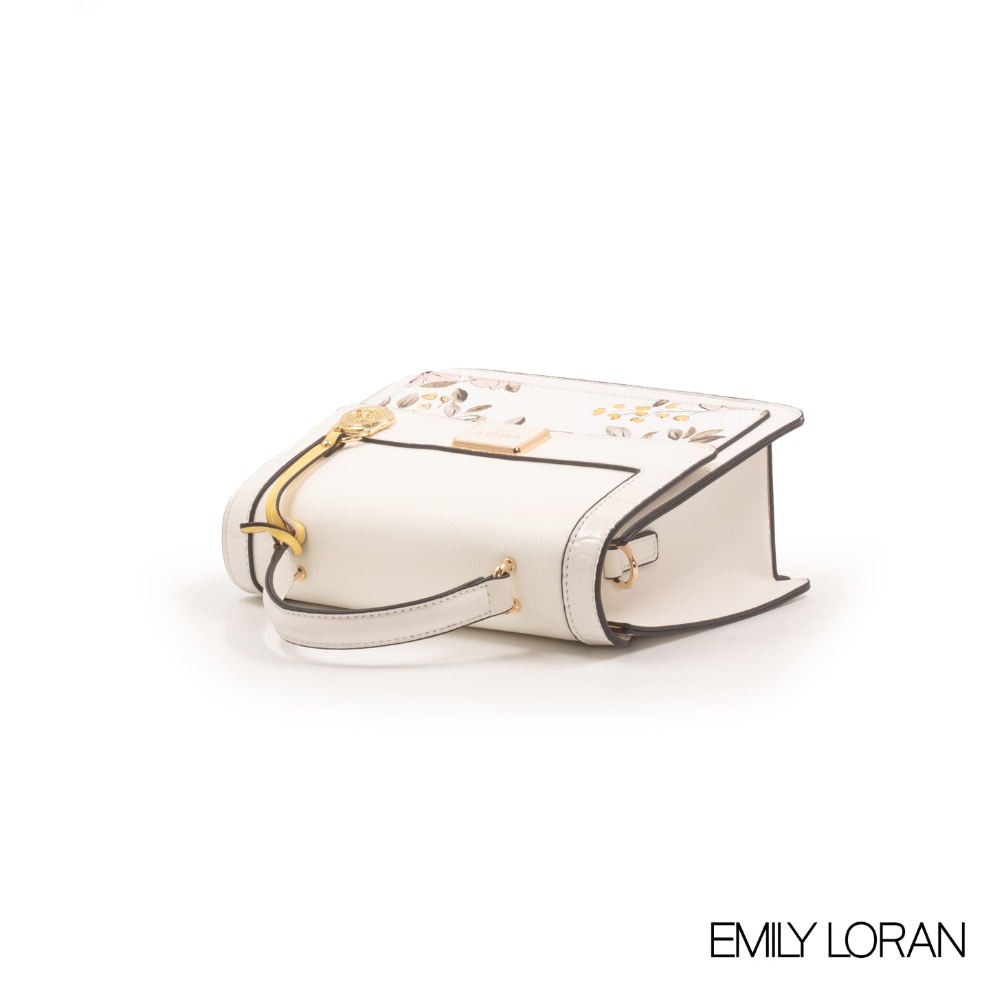 FLORAL PRINTED LEATHER HANDBAG WITH FLAP -MED