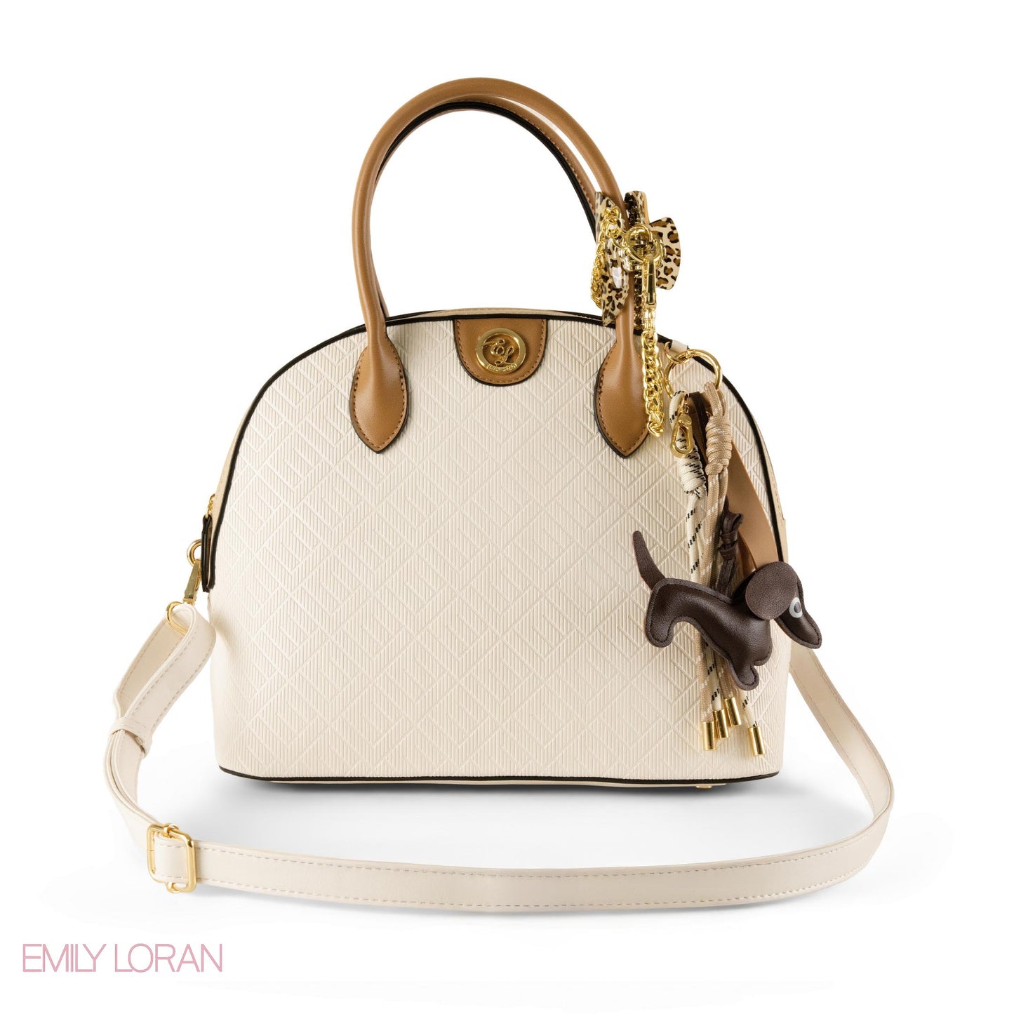 EMILY LORAN EMBOSSED LEATHER HANDBAG WITH ACCESSORIES- LARGE