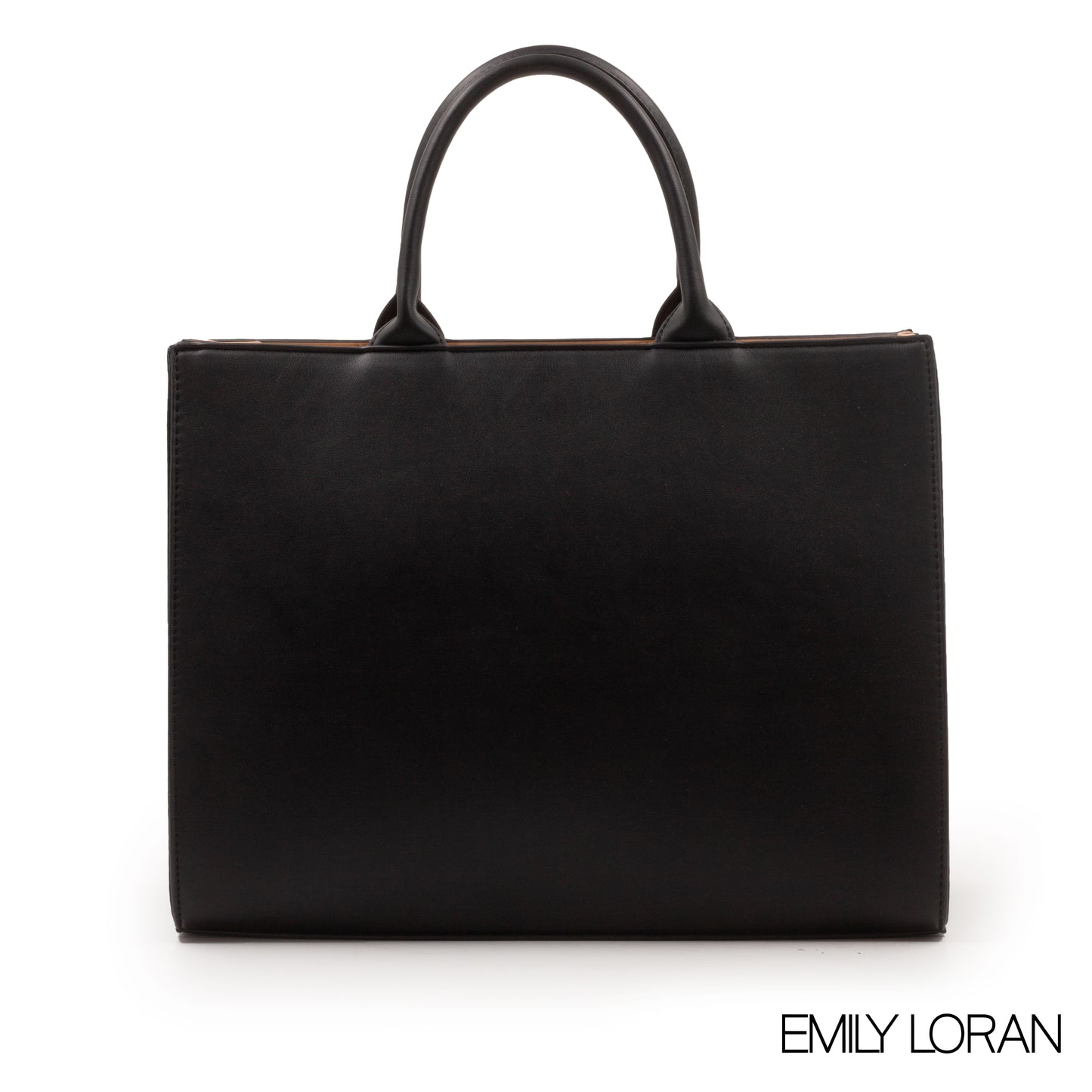 BLACK LEATHER EMILY LORAN HANDBAG WITH METAL CHAIN-LARGE
