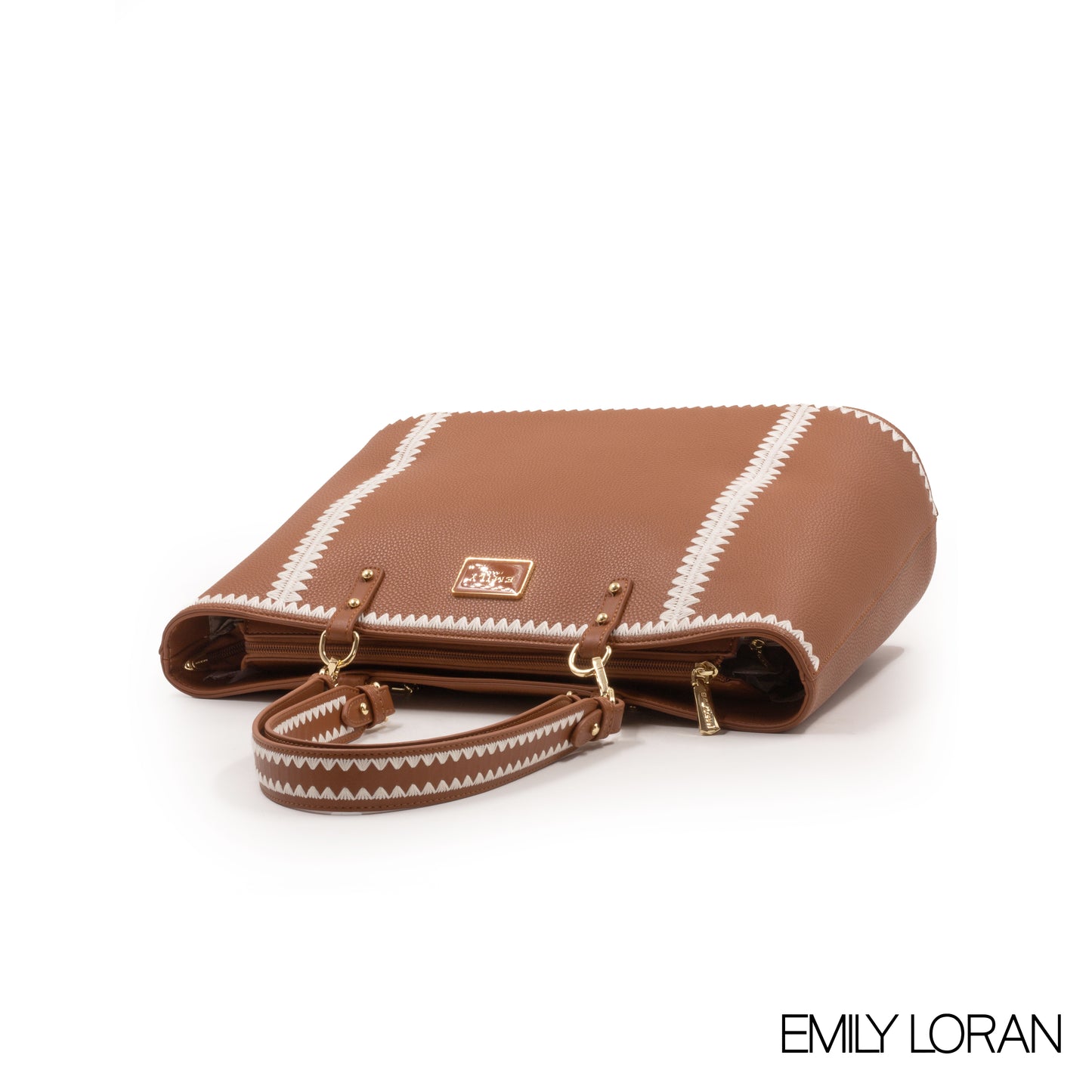 BROWN LEATHER TOTE WITH SPECIAL DESIGN -LARGE