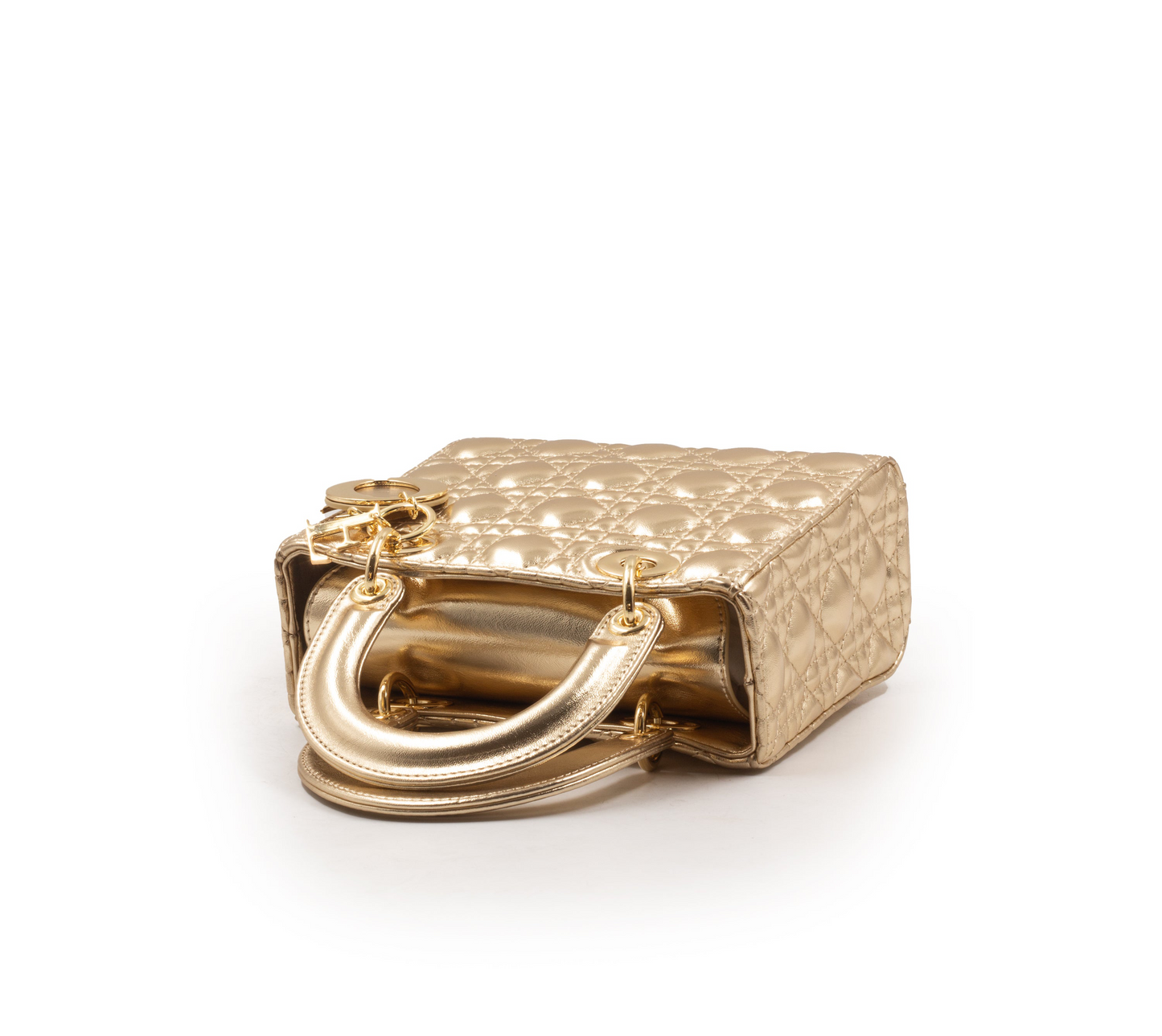 SHINY GOLD METALLIC LEATHER HANDBAG -SMALL