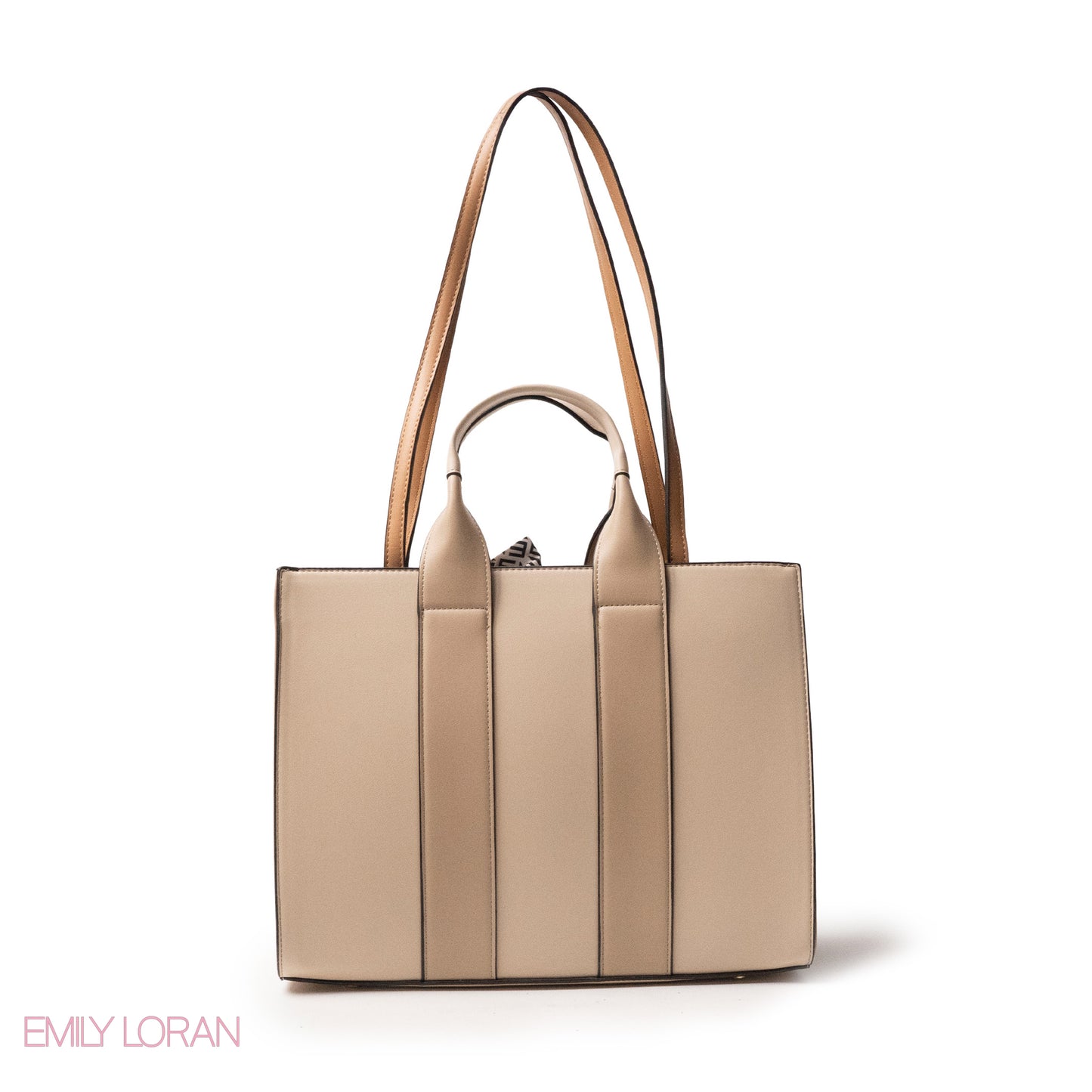 SPECIAL DESIGN LEATHER HANDBAG WITH SCARF - LARGE