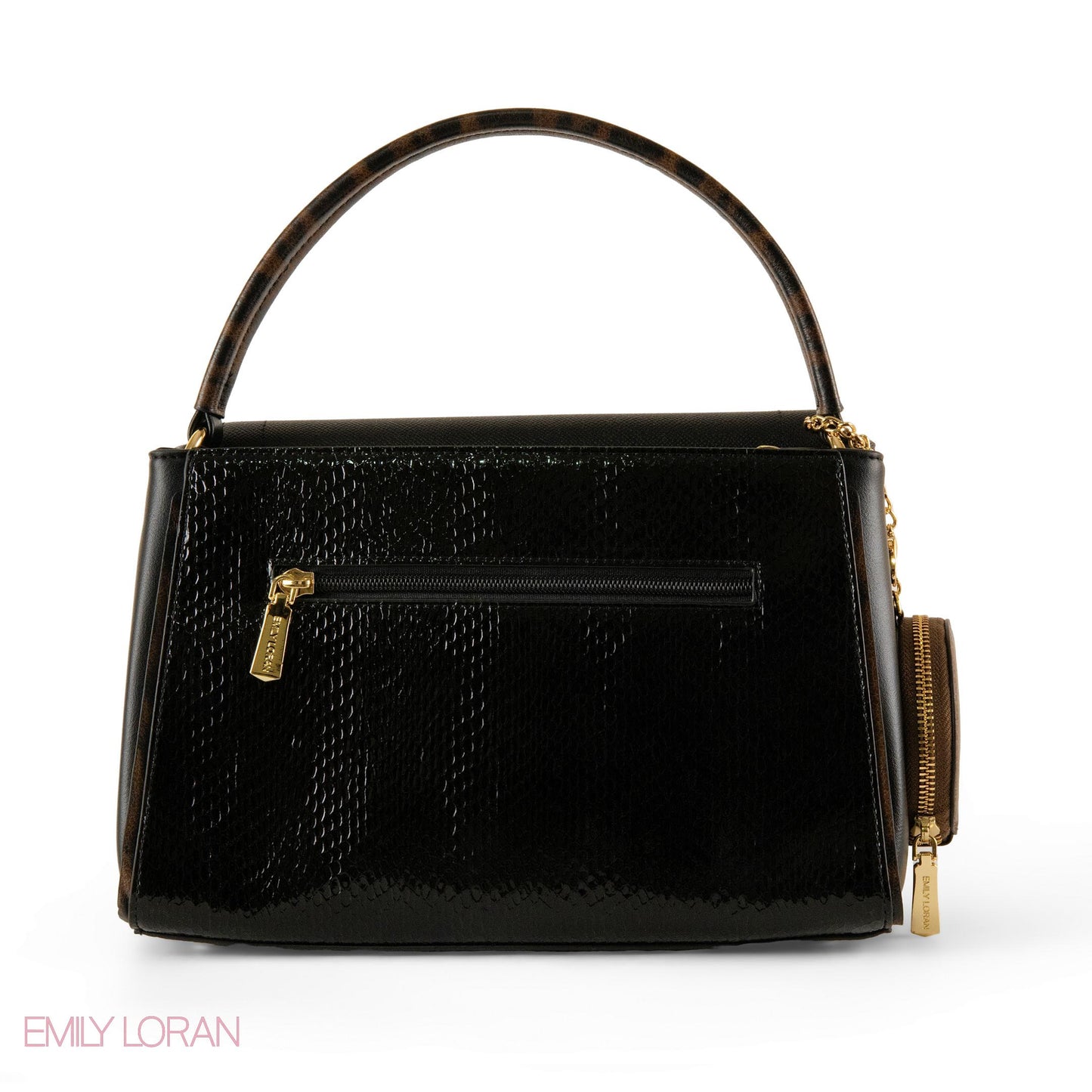 SMOOTH LEATHER HANDBAG WITH DETAIL SNAKE METALLIC - MED