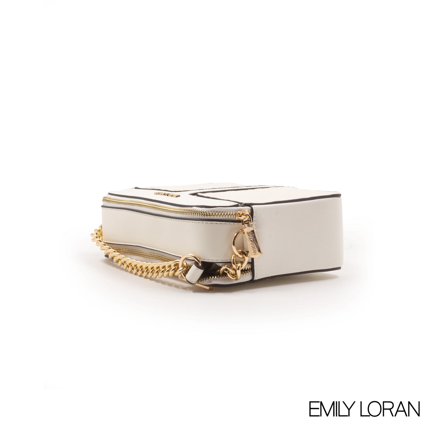 WHITE LEATHER EMBOSSED CROSSBODY BAG -SMALL