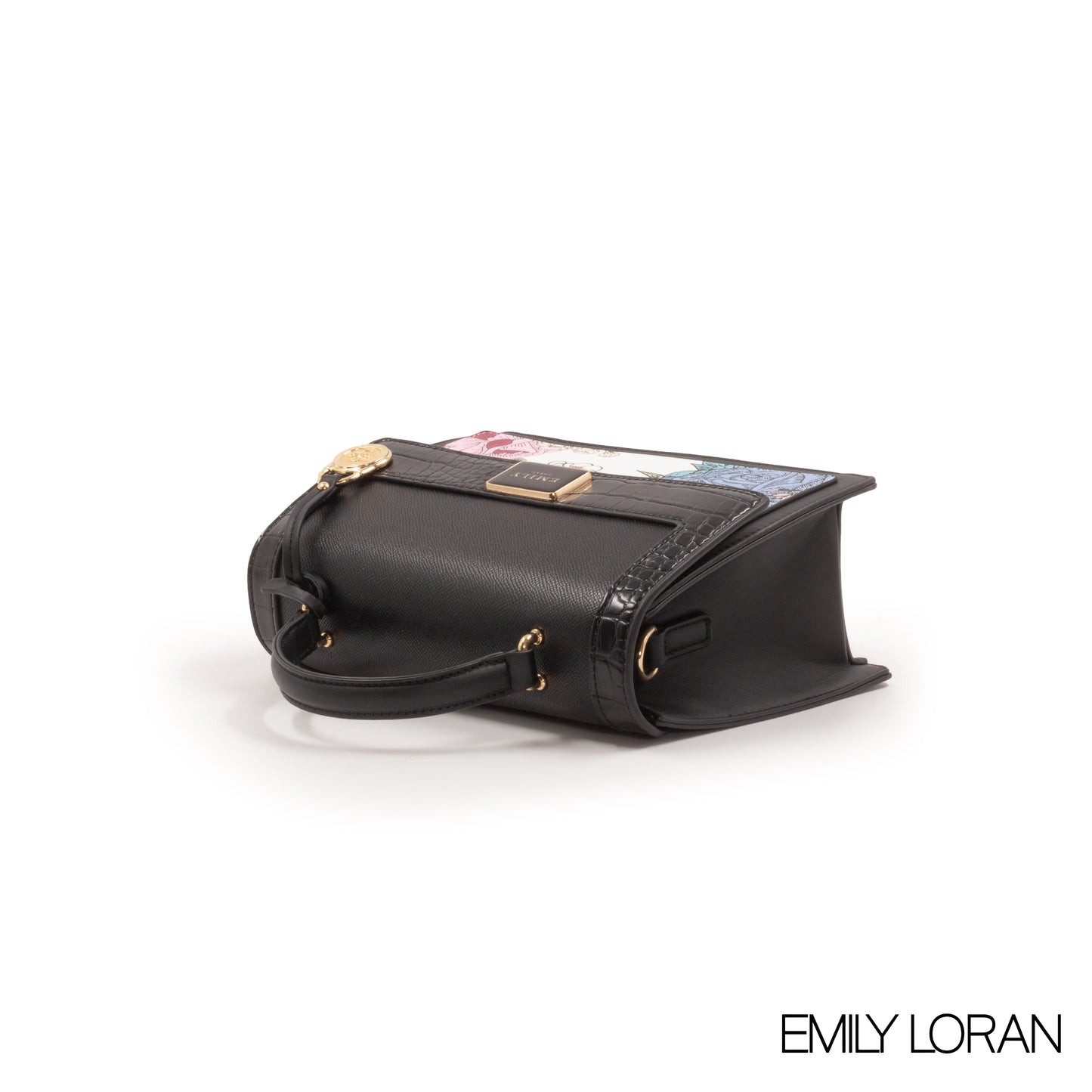 FLORAL PRINTED LEATHER HANDBAG WITH FLAP -MED