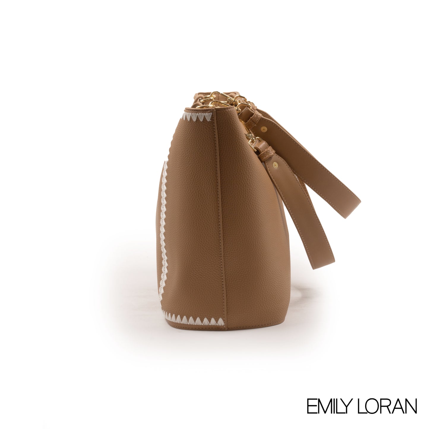 BEIGE LEATHER TOTE WITH SPECIAL DESIGN -LARGE