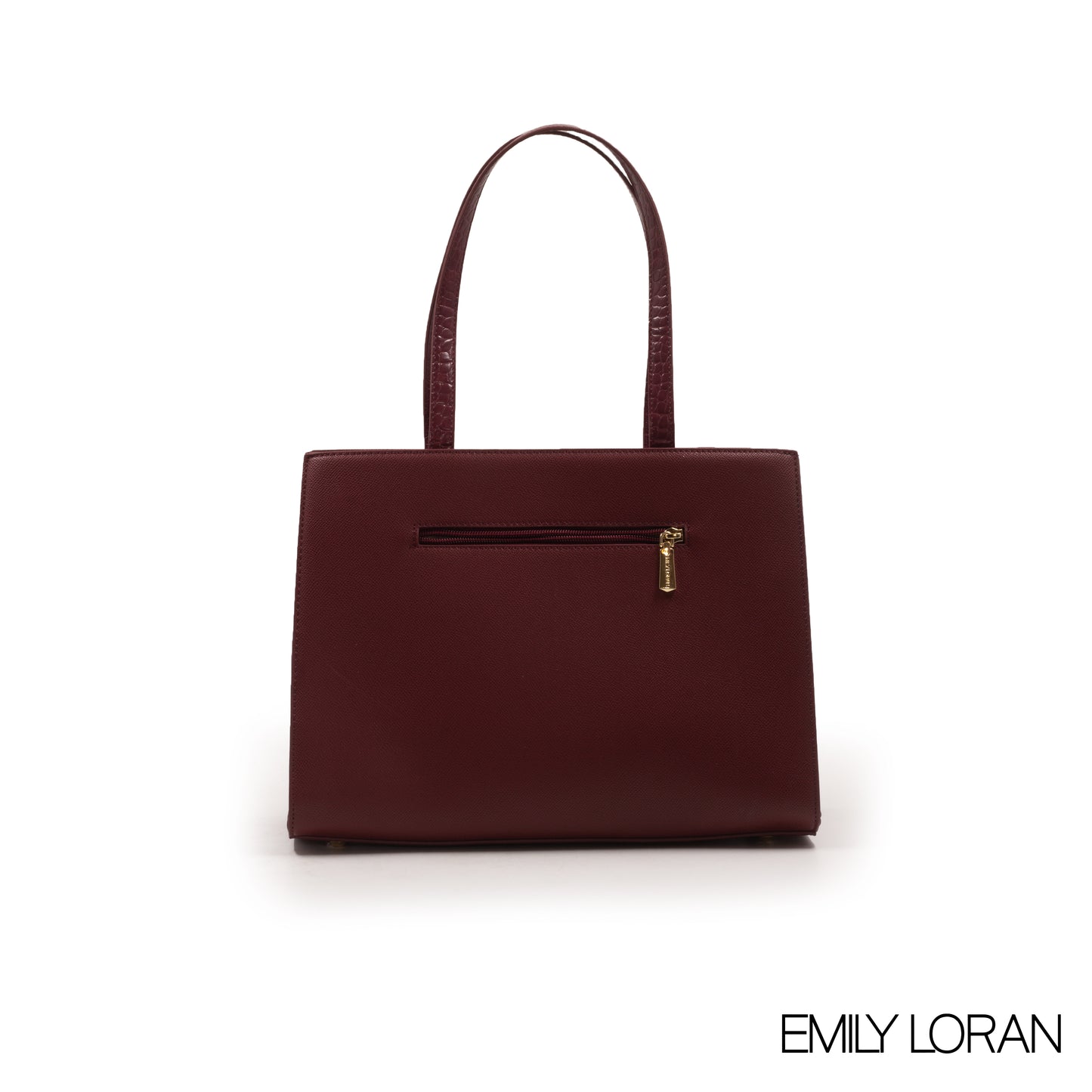 MAROON LEATHER HANDBAG WITH GOLD CHAIN AND SCARF -LARGE