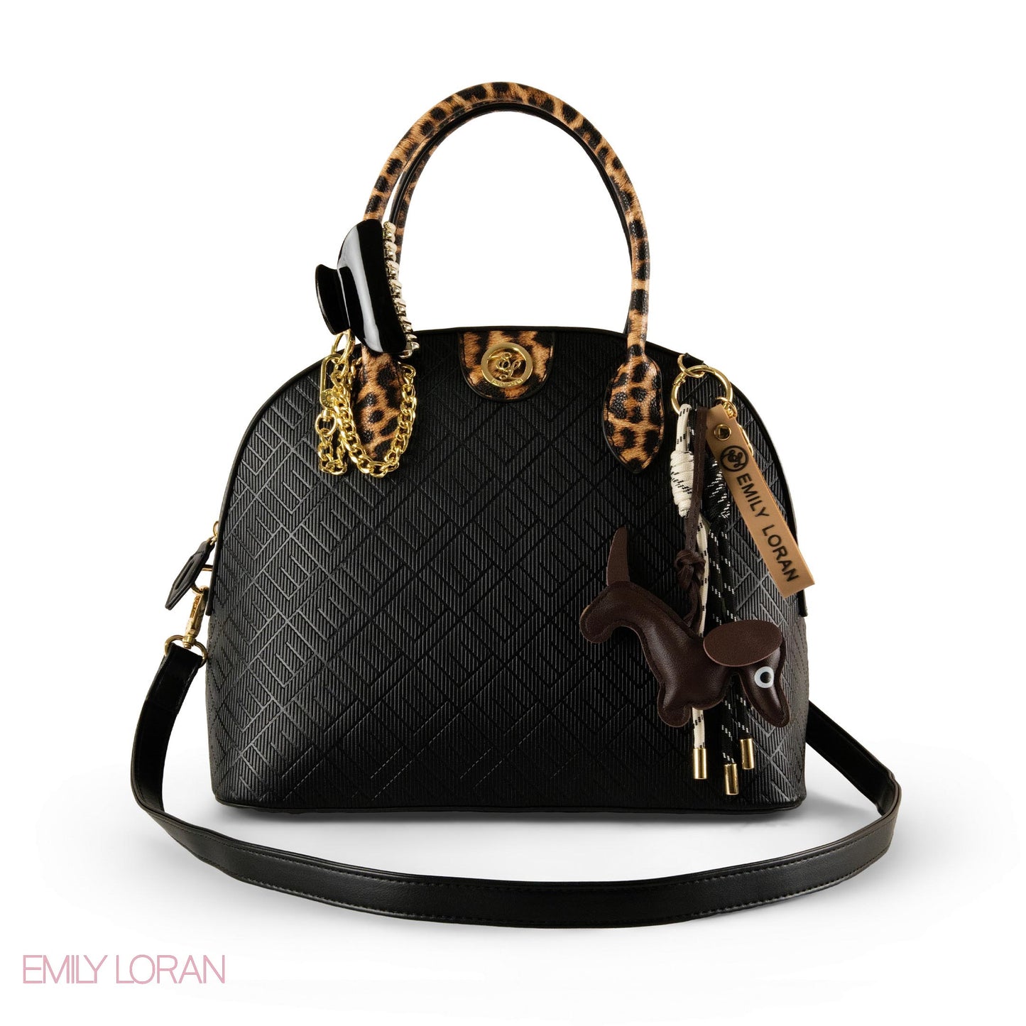 EMILY LORAN EMBOSSED LEATHER HANDBAG WITH ACCESSORIES-LARGE