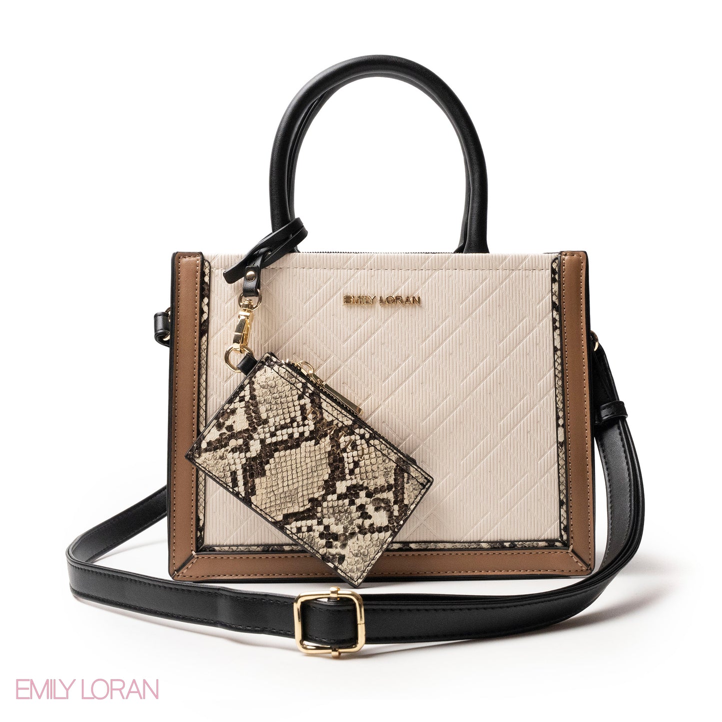 LEATHER HANDBAG WITH SNAKE DETAIL TOUCH -SMALL