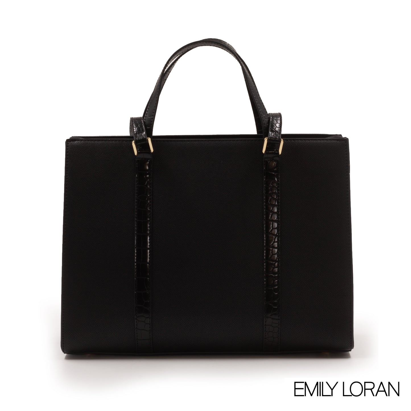 BLACK EMILY LORAN HANDBAG WITH BLACK LEATHER TRIM -LARGE