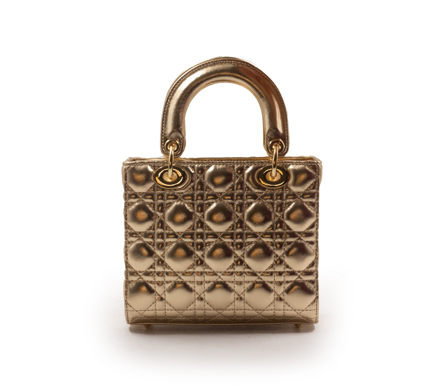 SHINY GOLD METALLIC LEATHER HANDBAG -SMALL