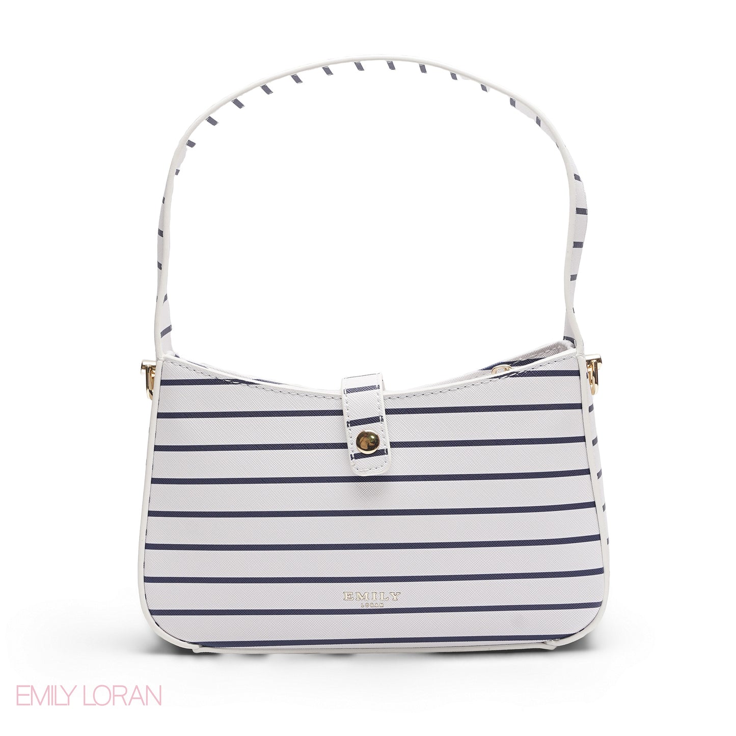 NAVY & WHITE STRIPED BAGUETTE BAG