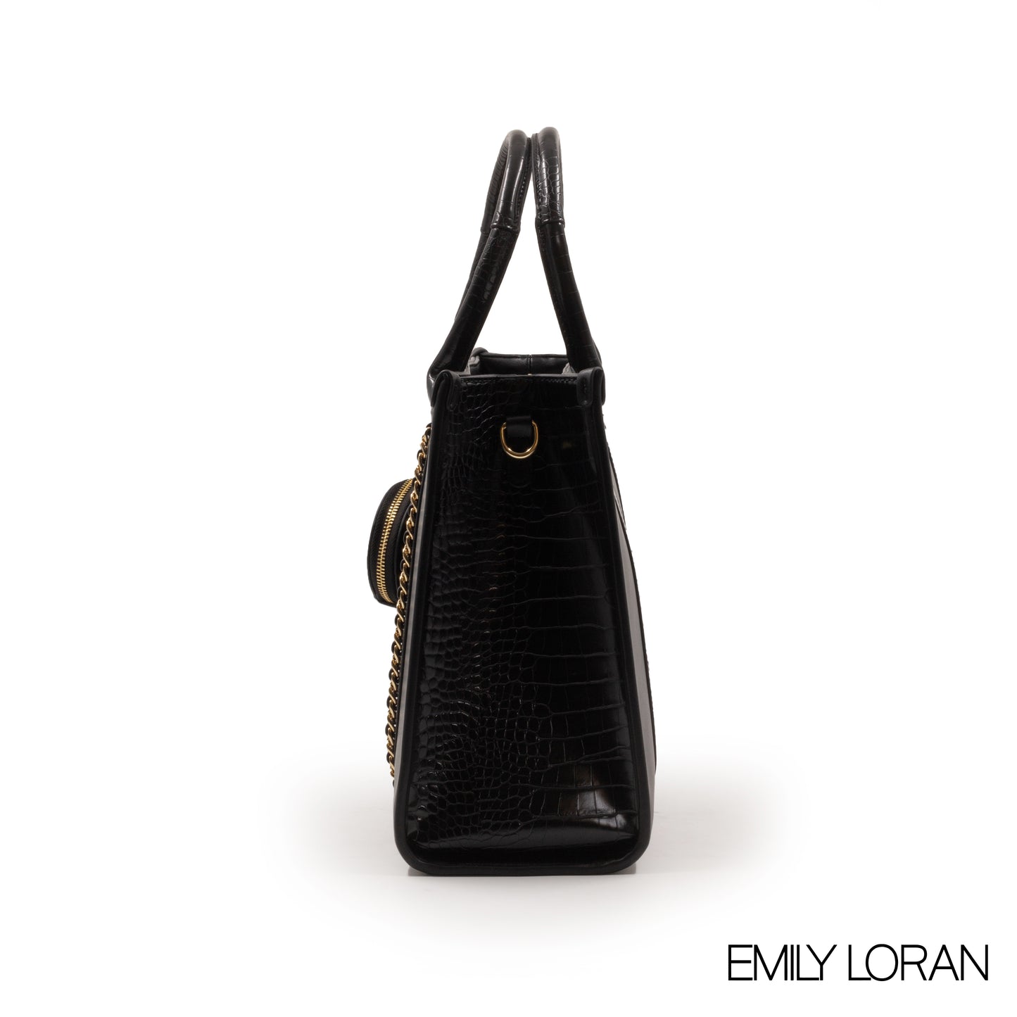 BEIGE LEATHER EMILY LORAN HANDBAG WITH CHAIN DETAIL -LARGE