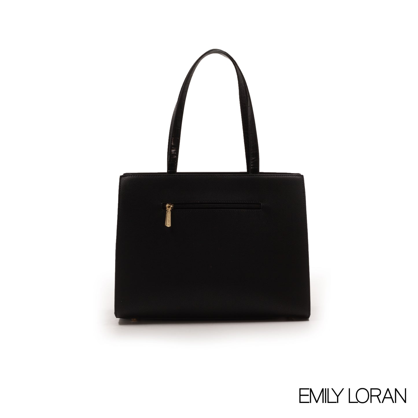 BLACK LEATHER HANDBAG WITH GOLD CHAIN AND SCARF -LARGE