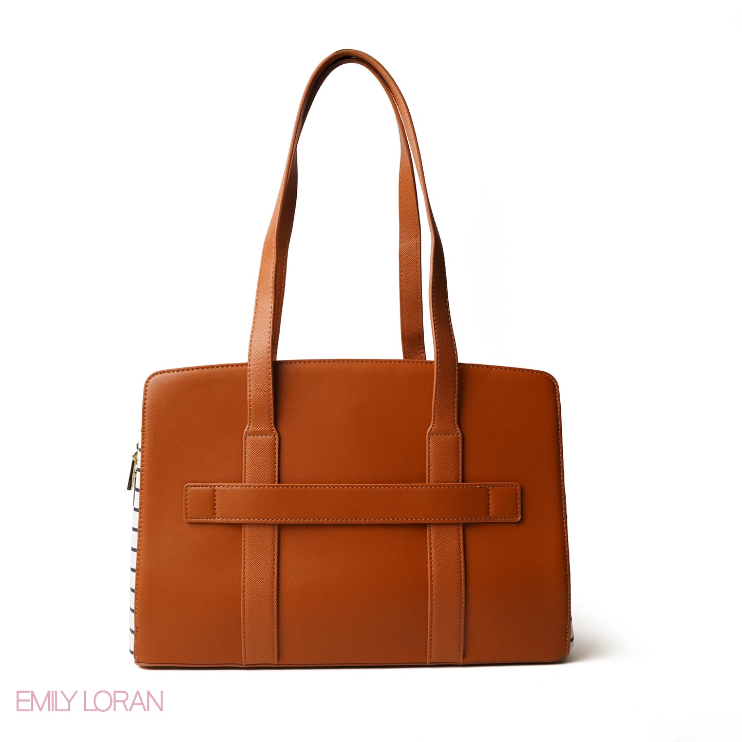 SHOPPING LEATHER SHOULDERS BAG WITH TAN TRIM - LARGE