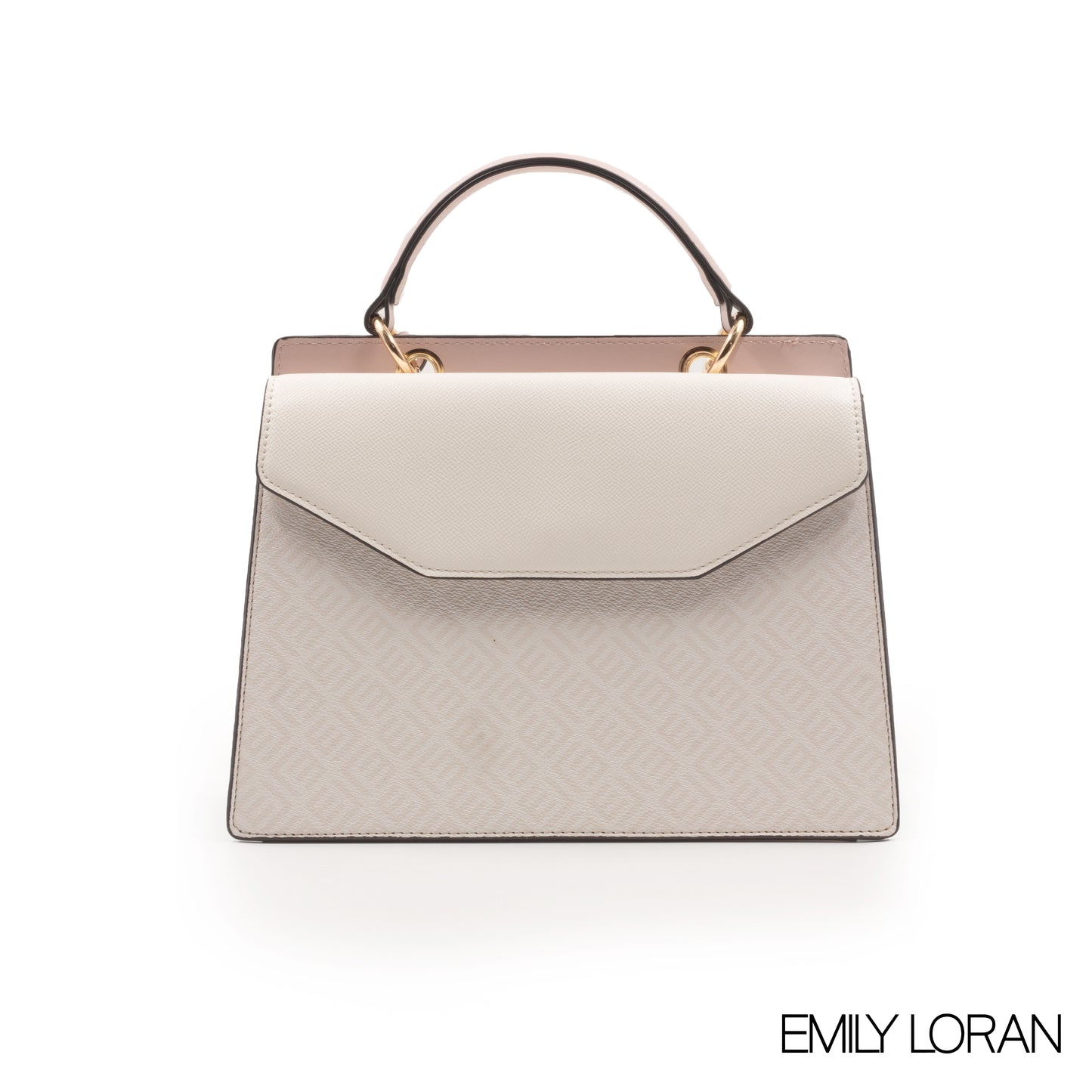 LEATHER TEXTURED HANDBAG WITH FLAP -MED