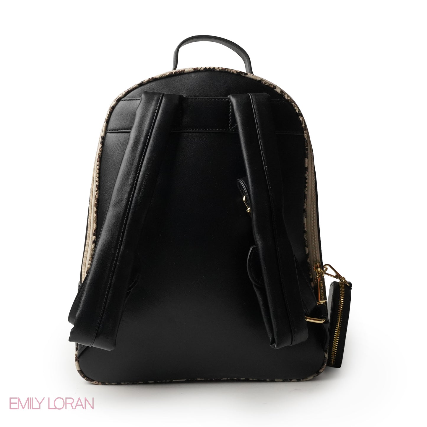 BLACK LEATHER BACKPACK WITH MINI SNAKE WALLET