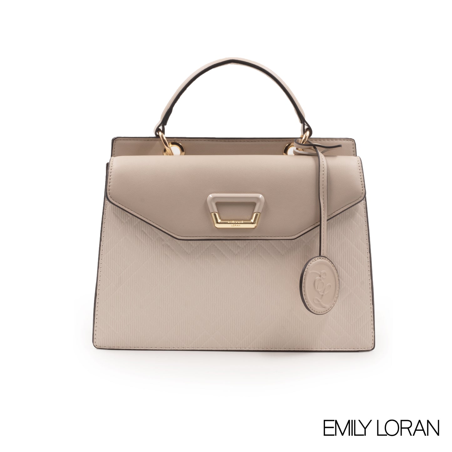 LEATHER TEXTURED HANDBAG WITH FLAP -MED