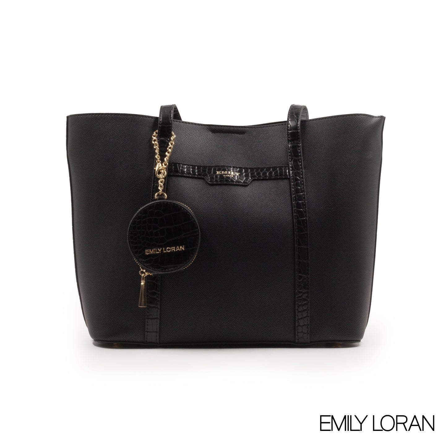 SMOOTH LEATHER HANDBAG WITH CROC LEATHER TRIM -LARGE