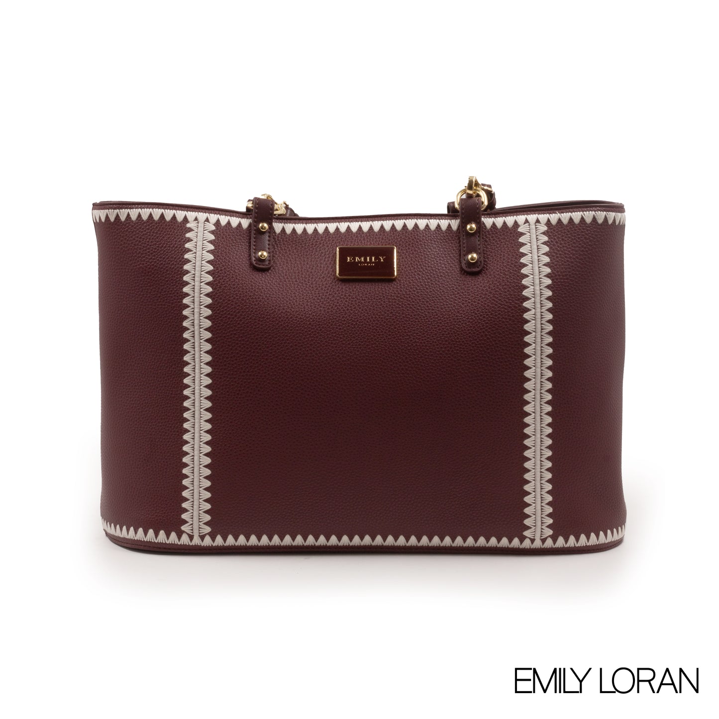 MAROON LEATHER TOTE BAG WITH SPECIAL DESIGN -LARGE