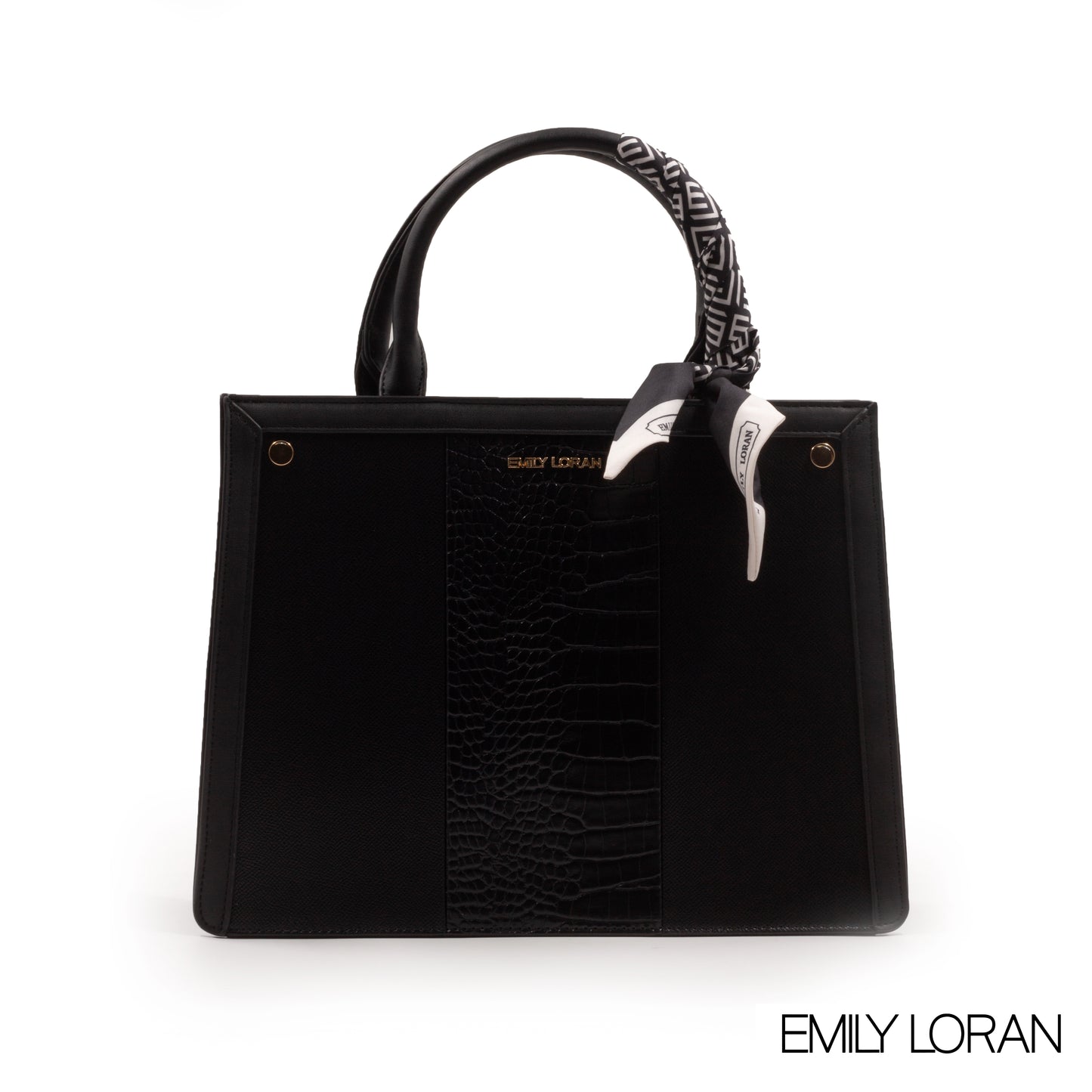 EMILY LORAN LEATHER HANDBAG WITH PATTERN,SCARF -MED