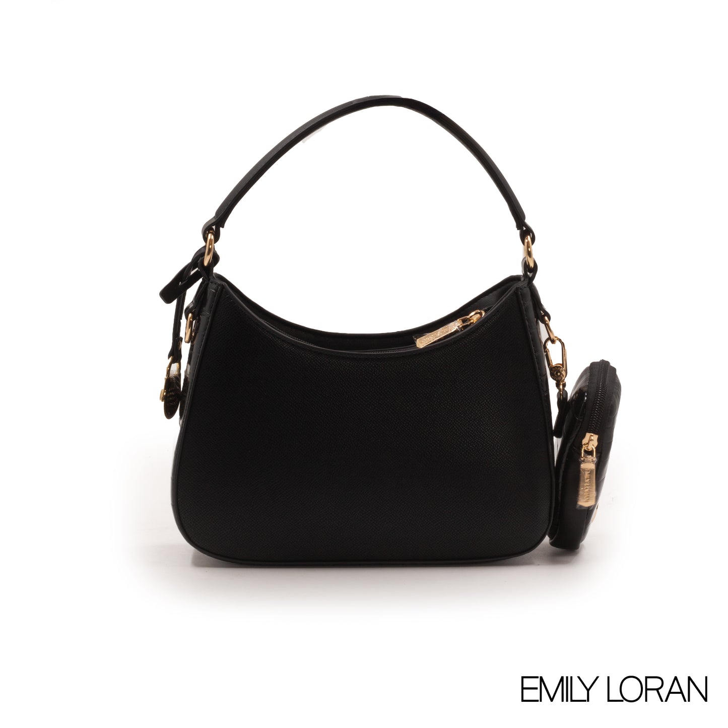 BLACK HANDBAG WITH LEATHER BLACK TRIM COLOR -SMALL