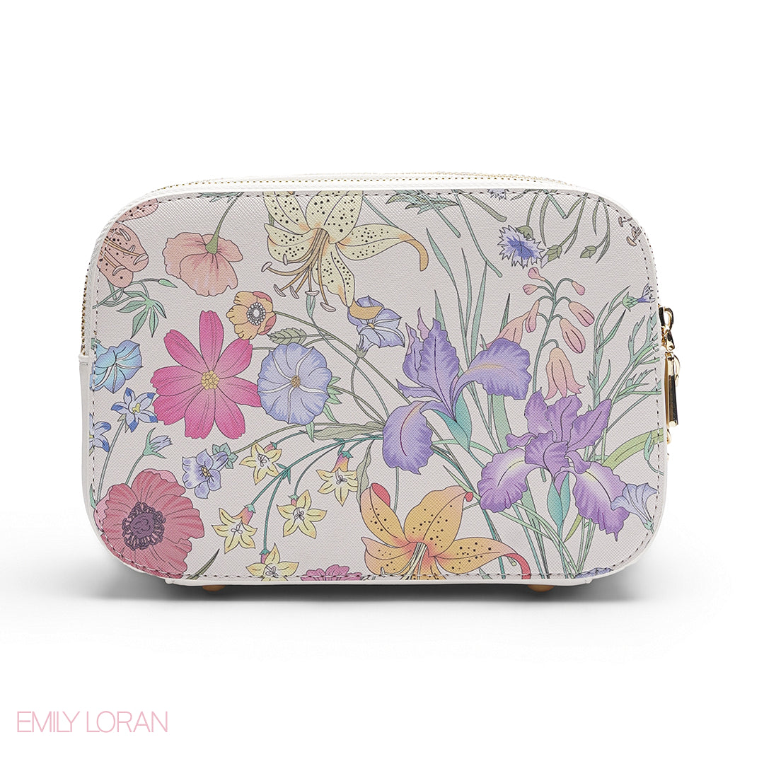 FLORAL CAMERA BAG WITH WHITE FRONT POUCH