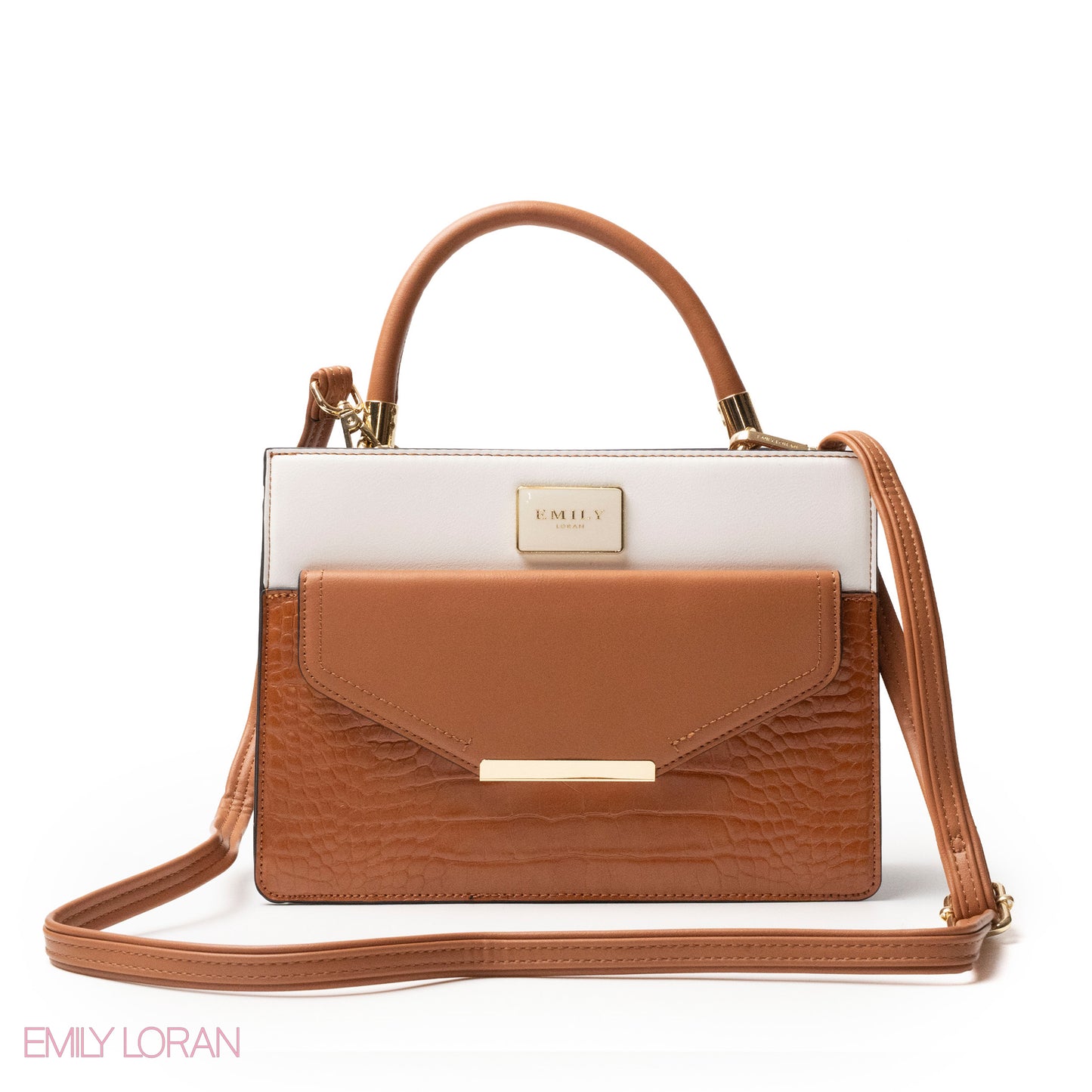 CROC LEATHER HANDBAG WITH FLAP -MED