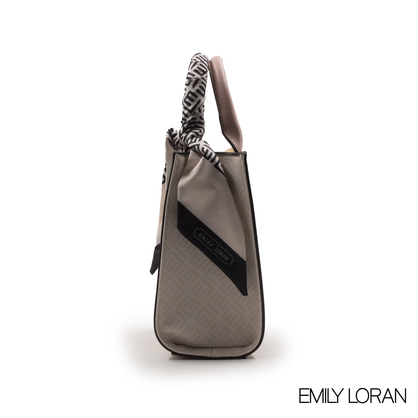 WOVEN STRAW HANDBAG LEATHER ACCENTS WITH SCARF -SMALL
