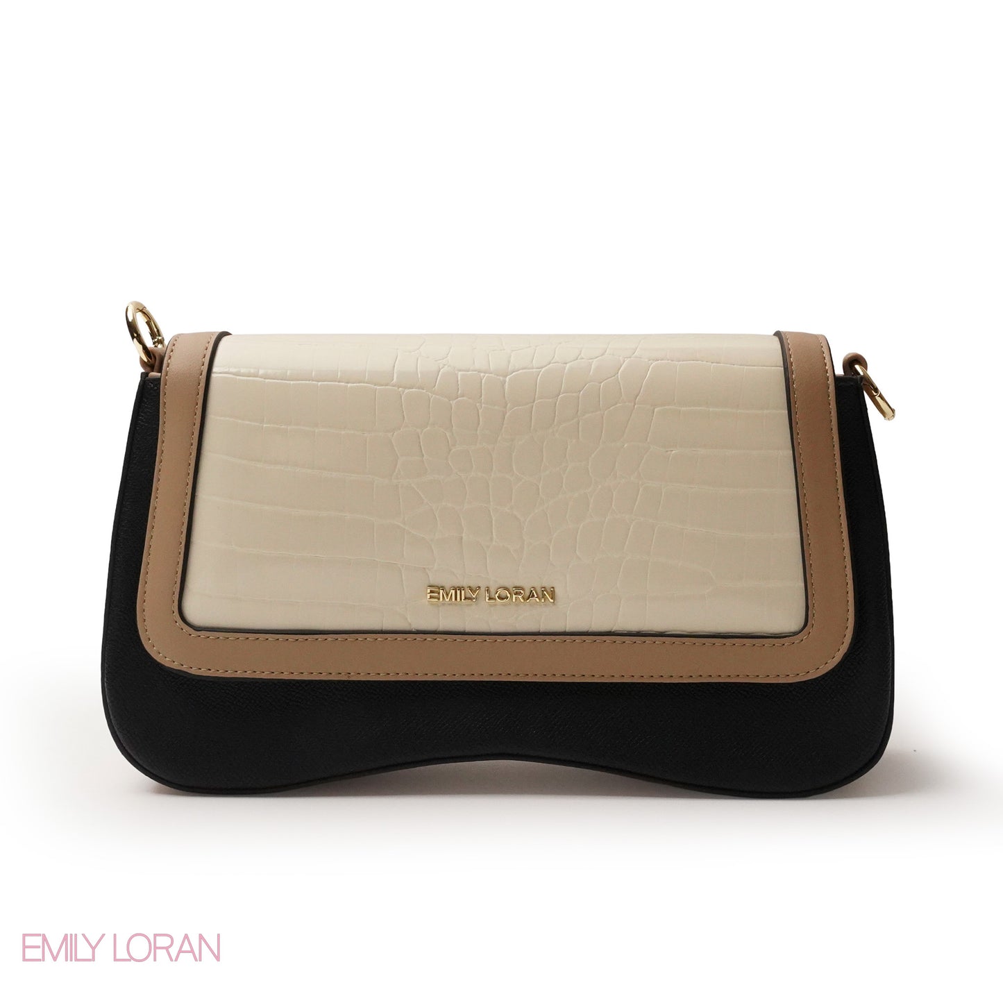 LEATHER CROSSBODY WITH CROC PRINT- SMALL