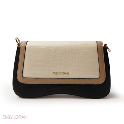 LEATHER CROSSBODY WITH CROC PRINT- SMALL