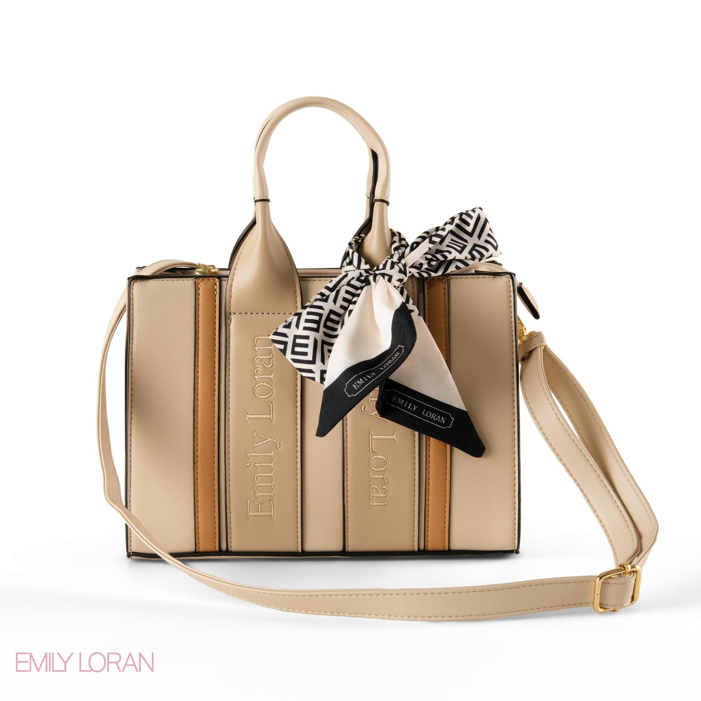 SPECIAL DESIGN LEATHER HANDBAG WITH SCARF - MED