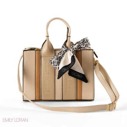 SPECIAL DESIGN LEATHER HANDBAG WITH SCARF - MED