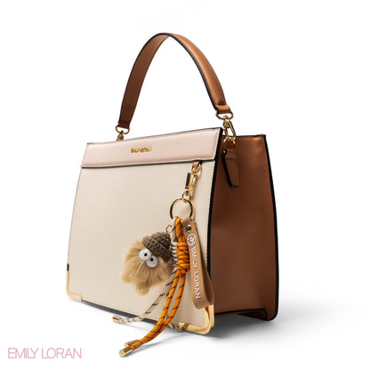 MATTE SMOOTH LEATHER HANDBAG WITH ACCESSORIES -LARGE