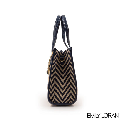 WOVEN FABRIC WITH CHEVRON PATTERNS BAG -MED