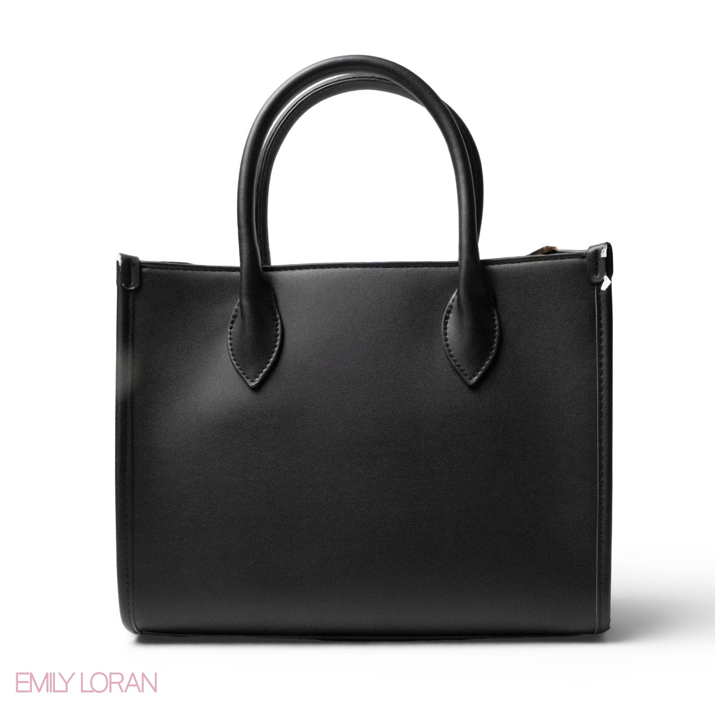 EMILY LORAN LOGO EMBOSSED LEATHER HANDBAG WITH METAL CHAIN-LARGE