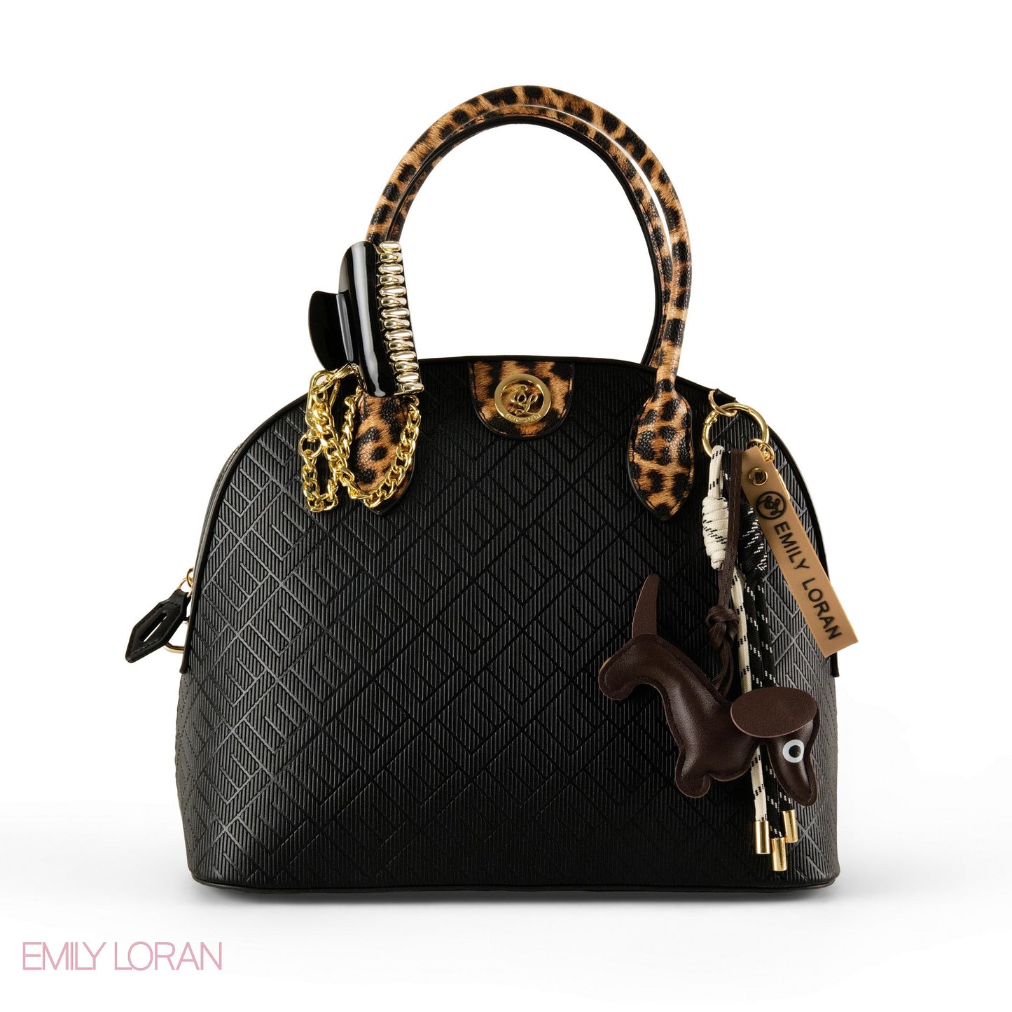 EMILY LORAN EMBOSSED LEATHER HANDBAG WITH ACCESSORIES-LARGE