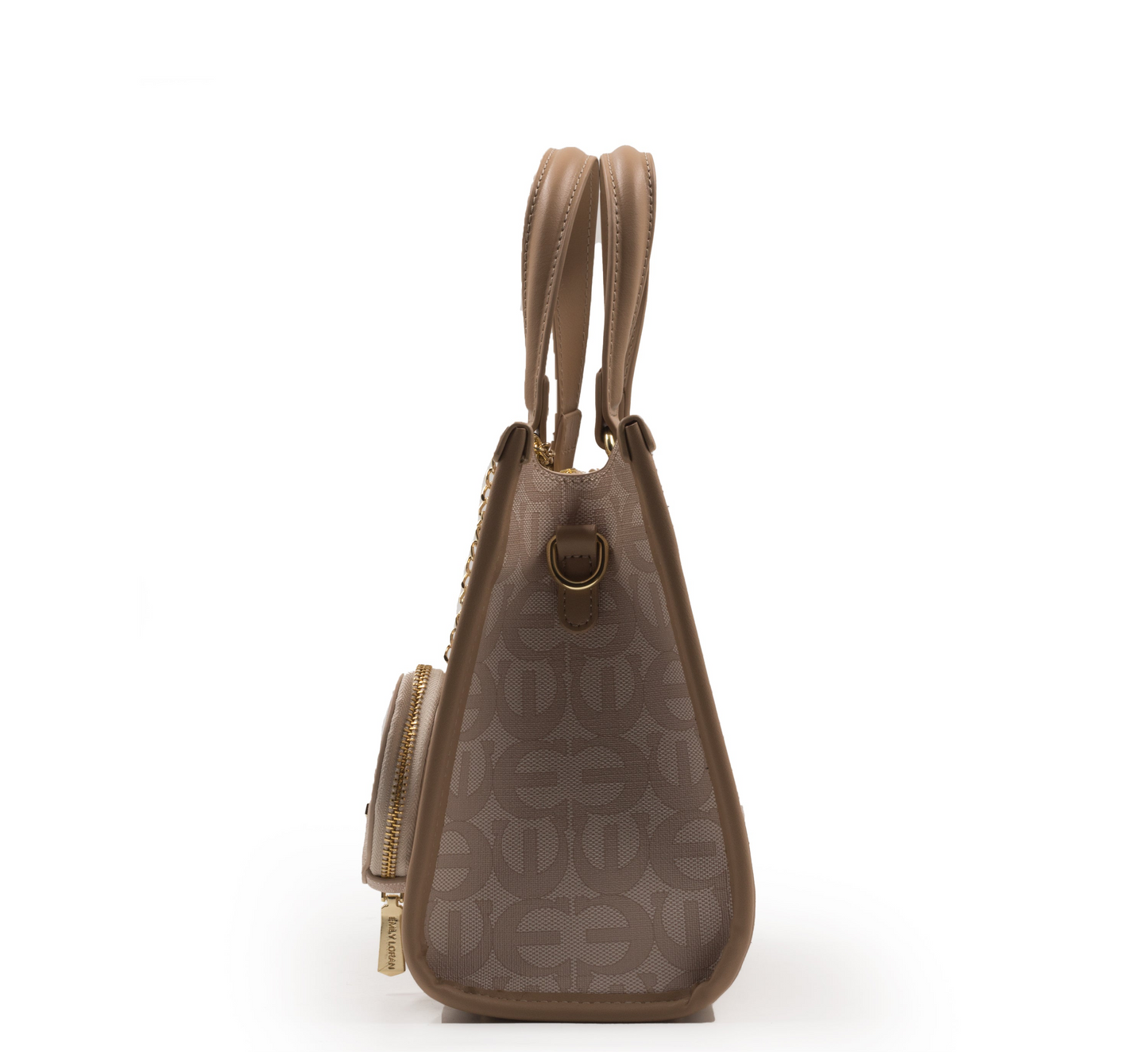 PRINTED CANVAS WITH LEATHER TRIM HANDBAG-MED