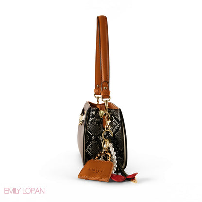 MAROON LEATHER SHOULDER BAG WITH ACCESSORIES- SMALL